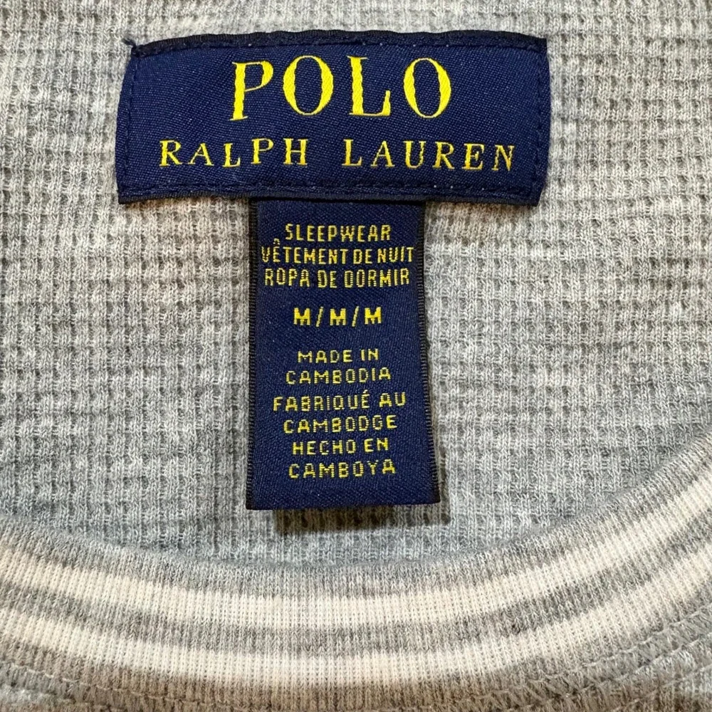 Polo Ralph Lauren Mens Gray Waffle Knit Thermal Eagle Graphic Sleepwear Top M